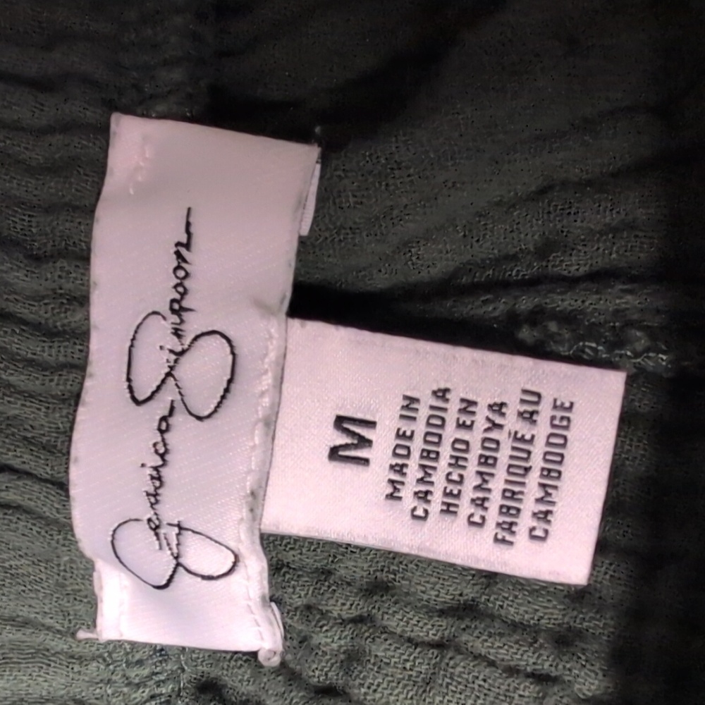 Jessica Simpson Green Gauze Cotton Pants. - Picture 6 of 8
